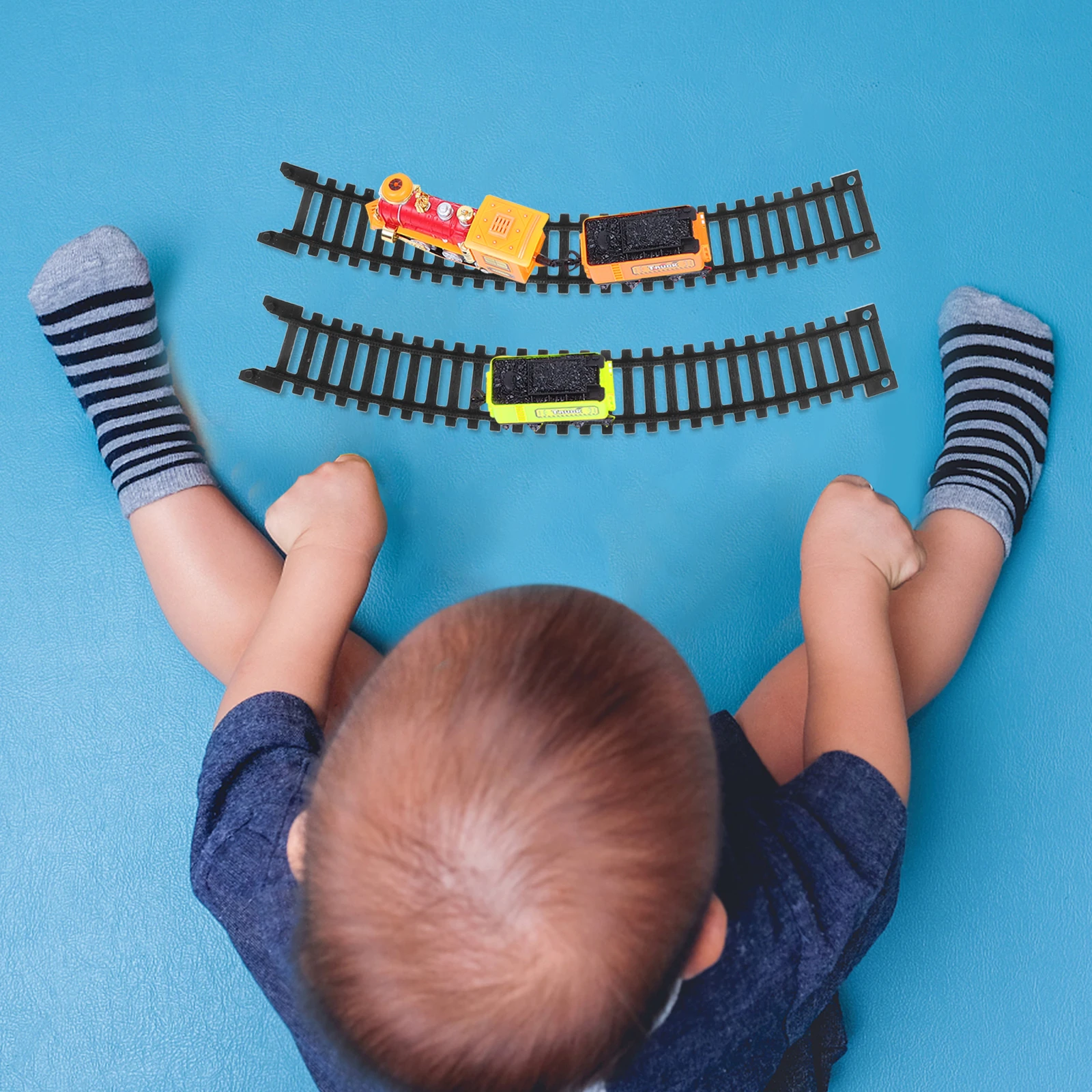 5Pcs Plastic Railway Track Expansion Kit for Children Electric Train Set Realistic High-Speed Rail System with Interlocking