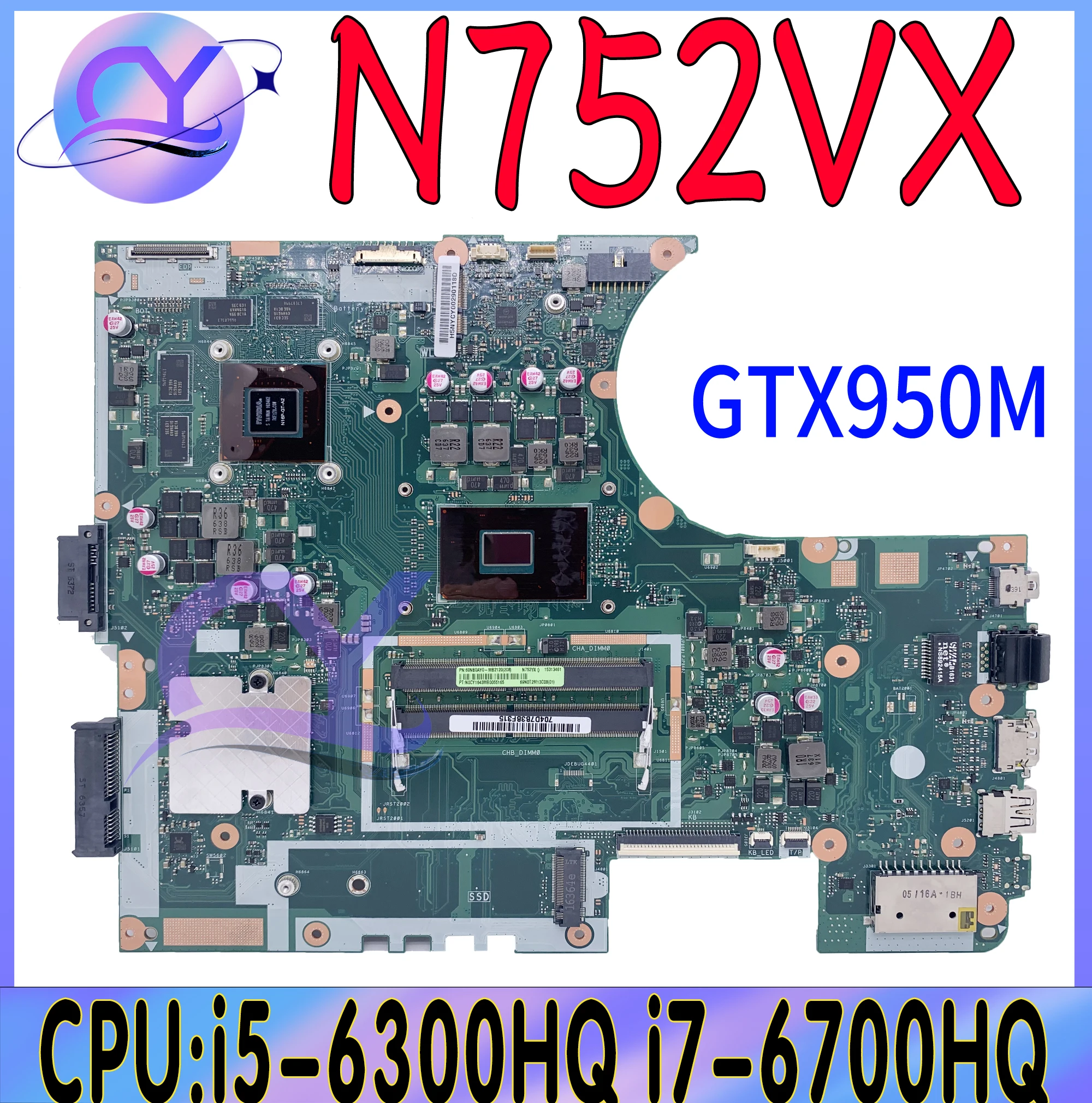 

N752VX Mainboard For ASUS ROG N752VXK N752VW N752V N752 Laptop Motherboard With i5-6300HQ i7-6700HQ GTX950M-4G 100% Working Well