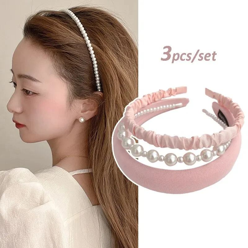 3-teiliges Set Modische Damen Stoff-Haarbänder Kopfschmuck Stirnband Mädchen Haarreif Haarband Weibliche Haaraccessoires Kopfbedeckung
