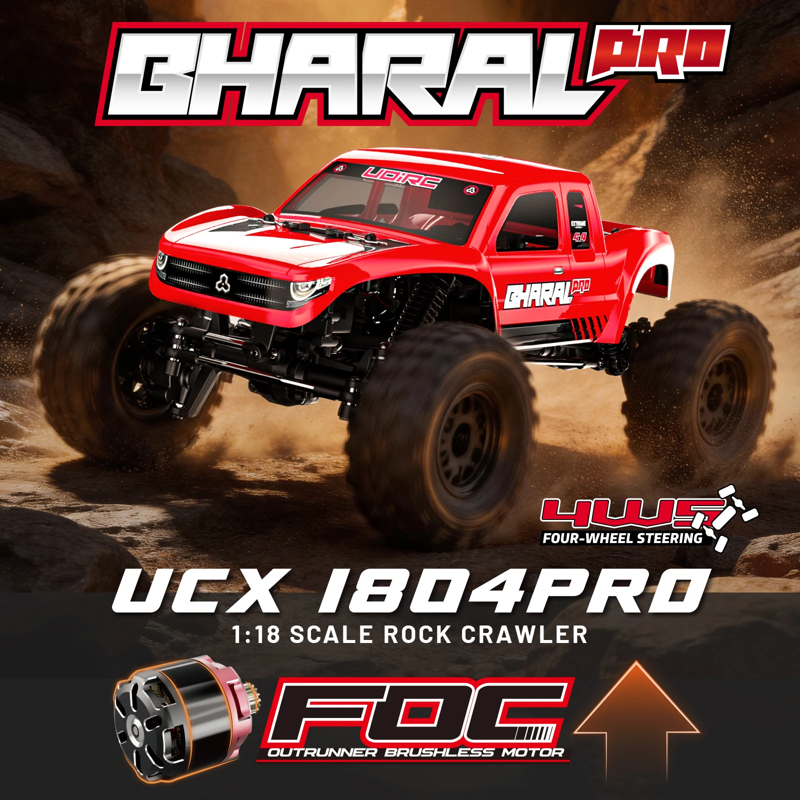 UDIRC 1/18 1/24 1804PRO 1802PRO 2404PRO Full Performance Climbing Car All Terrain Crawler Mechianical Brushless Motor RC Crawler