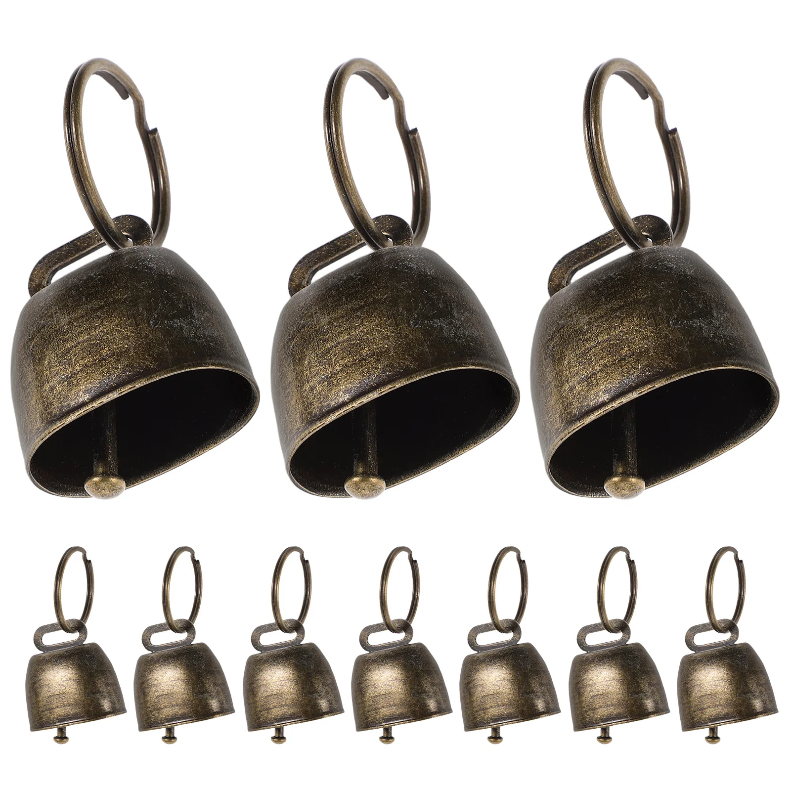 

10Pcs Rustic Metal Cowbell Vintage Noise Maker Animal Anti-Lost Bells Jingle for Garden Christmas Party Sports Cheering