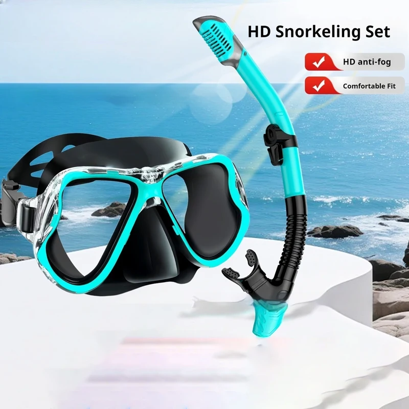 

Professional Anti-Fog Snorkeling Set for Adults - Panoramic Tempered Glass Scuba Mask & Swimming Training Equipment Kit