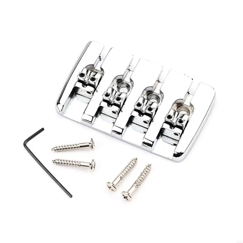 

J2HE 4 String Fixed Bass Bridge A Top Load Tailpiece with Screws & Wrench for Electric Bass Guitar Part Accessories