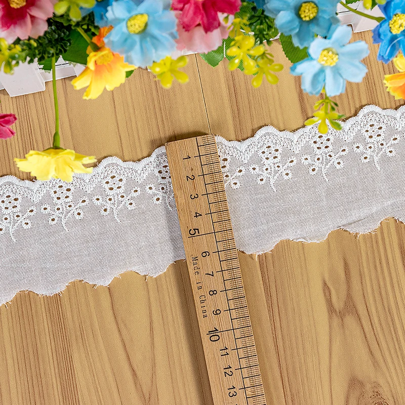 Cotton Embroidery Lace Ribbon, Handmade Material, DIY Garment, Sewing Accessories, Off White, Beige, Black, 6cm Width, 5Yards