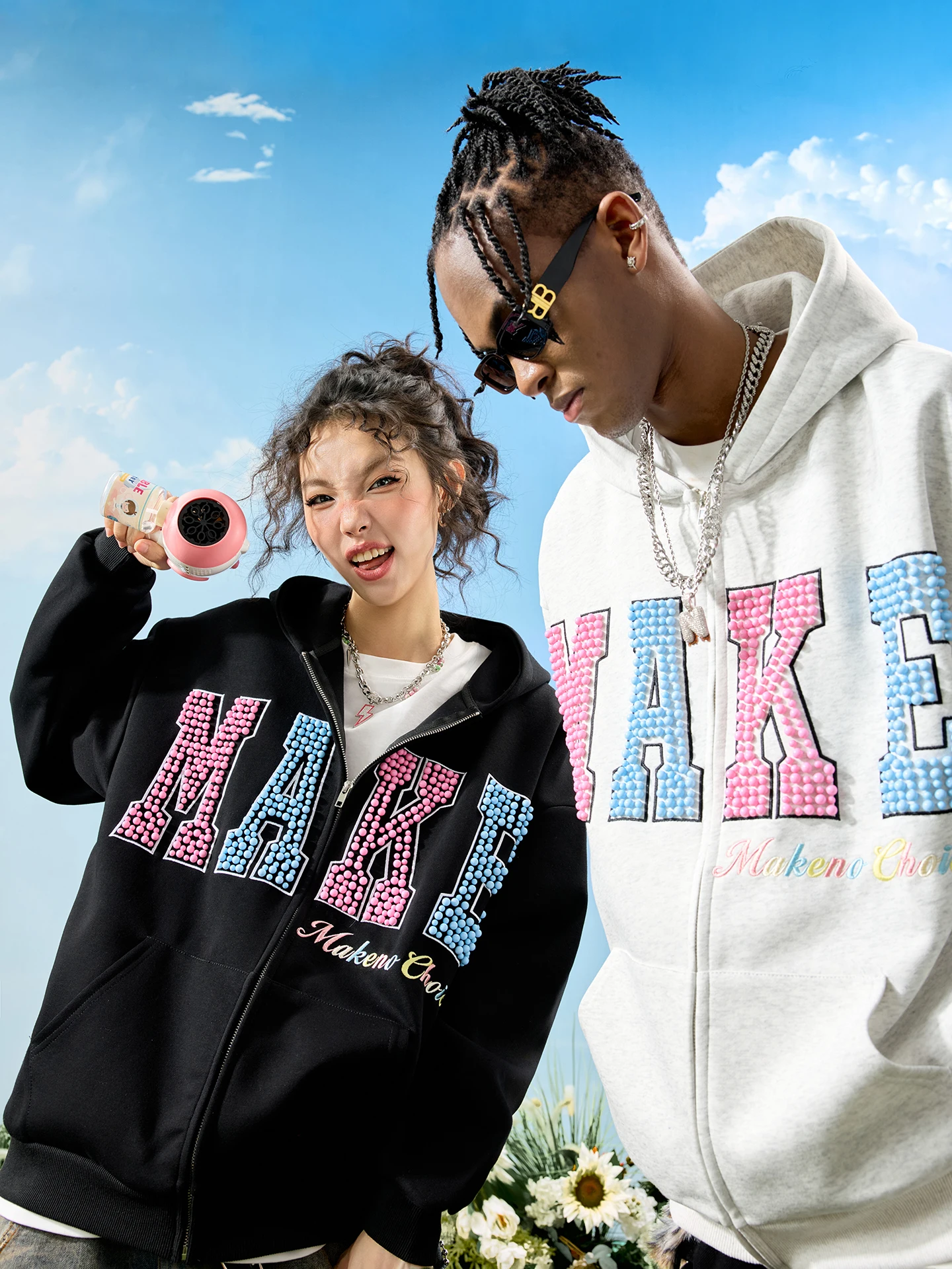 

Nuthink American Sle Pearl Letter Embroidery Hoodie Jaet Cardigan Men Women Winter New Arrival Comfortable Cotton Fabric