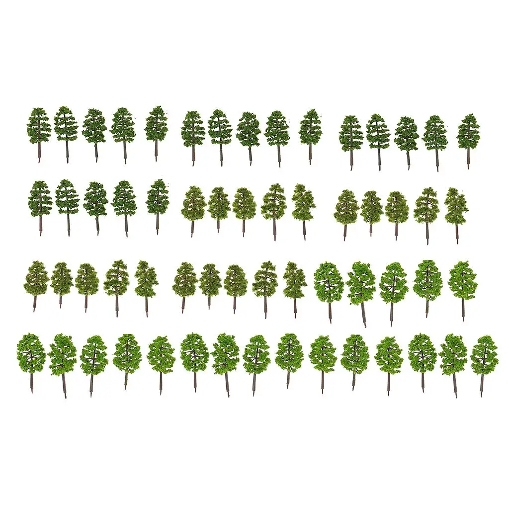 60 Pieces 0 Scale Plastic Model Trees Railroad Landscape Scenery Layout