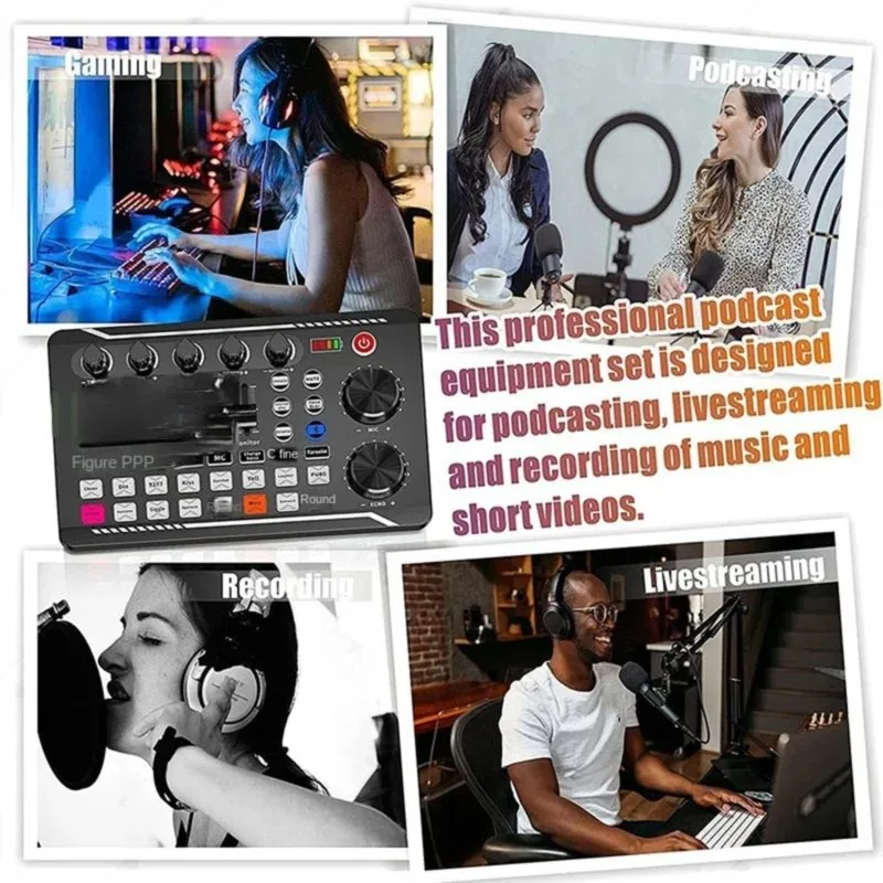 Super Sale F998 Sound Card Podcast Equipment Bundle,with Microphone Set ,Music/Recording Live Streaming for DJ Disco Device G