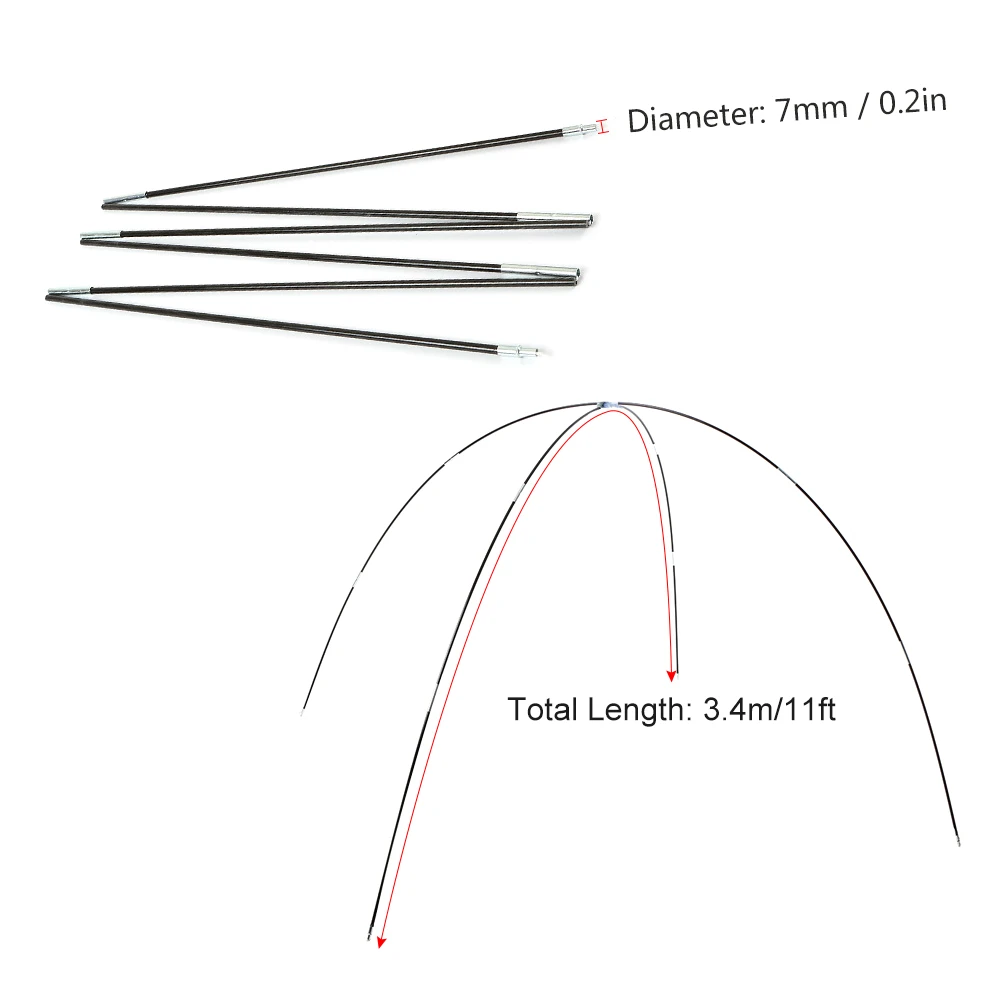 Tent Rod  Glass Fiber Replacement Tent Pole Kit
