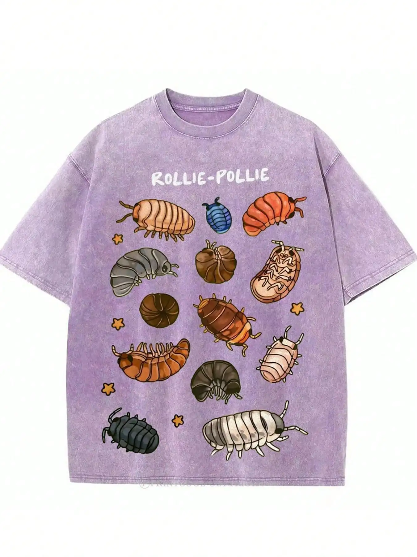 230G Washed Cute Stretchy Insect Print T-Shirt, High-Quality Quilting Craftsmanship, Vintage Fashion Brand T-Shirt, Unisex, Suitable For Daily Wear, Popular Style, Perfect Holiday Gift 2026