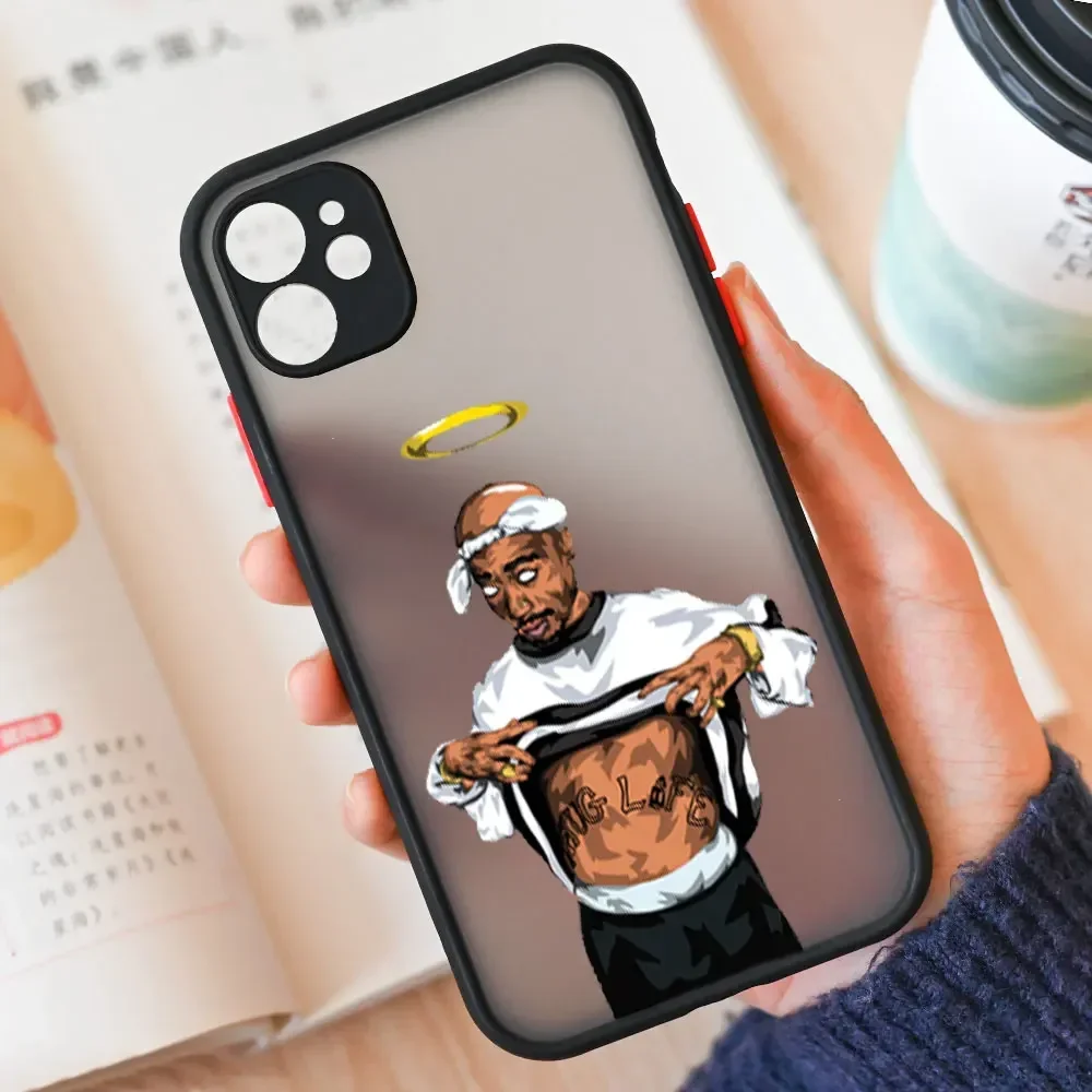 Rapper 2Pac Tupac Shakur Phone Case for IPhone 15 14 13 12 11 16 Pro Max Mini X XS XR 8 7 Plus SE2 Shockproof Hard Cover Fundas