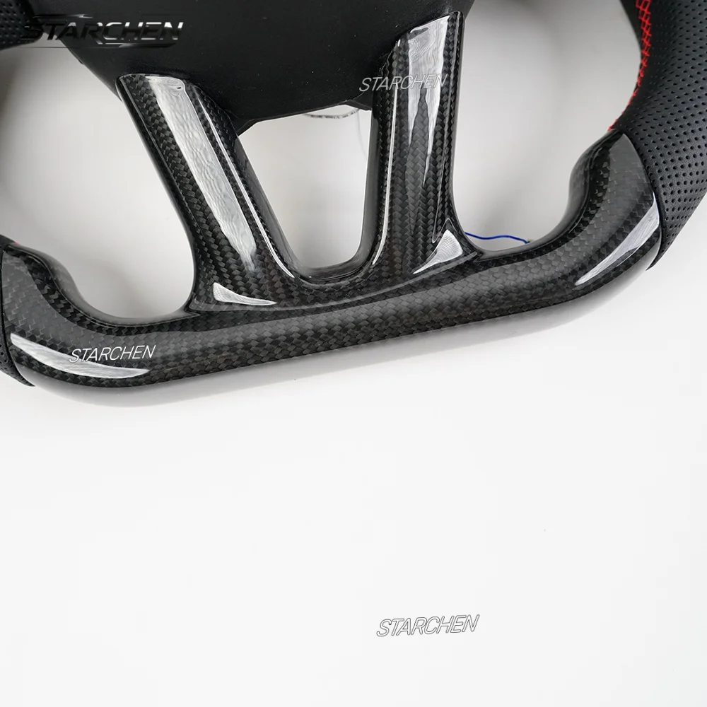 Real Carbon Fiber Smart Colored LED Steering Wheel for Dodge Charger Challenger Durango Srt Hellcat 2015-2026 (Heated)