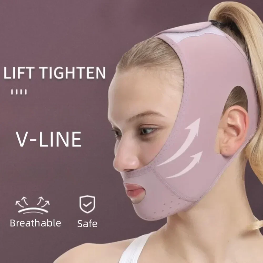 Breathable Face Slimming Band ผู้หญิง V-Line Face Shaper Chin Cheek Lift Up เข็มขัดต่อต้านริ้วรอยนวดหน้าสายคล้อง Skin Care เครื่องมือ