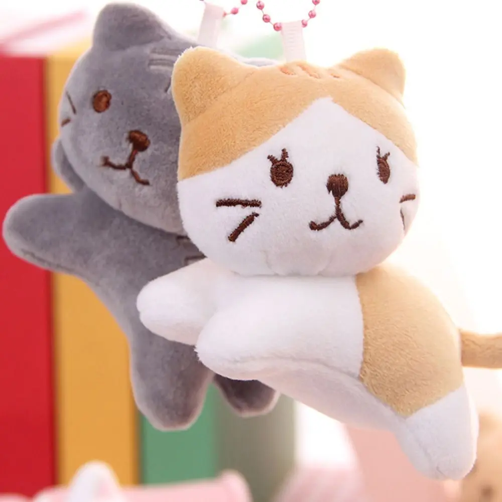 Key Buckle Cute Cat Plush Pendant Korean Style Backpack Charms Crooked Head Kitten Keychain Cartoon Plush Cartoon Doll Pendant