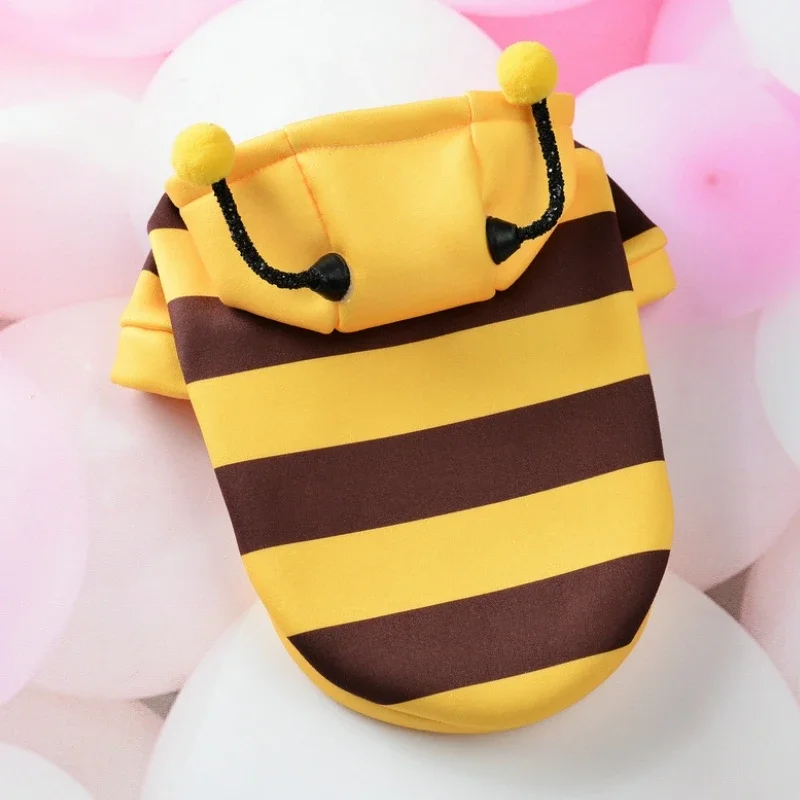 

Autumn Winter Pet Hoodie Bee Print Dog Clothes Party Supplies Schnatzer Teddy Dogs Petwear