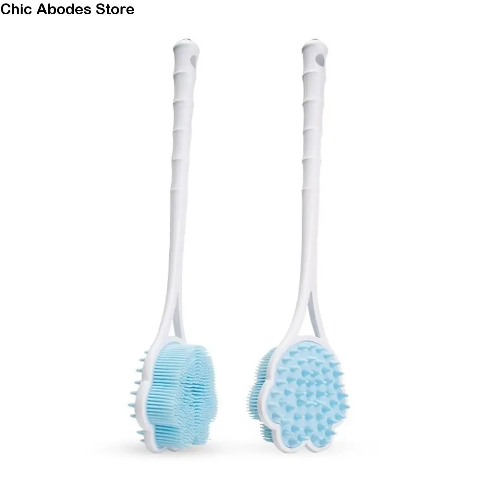 

Щетка для спины с длинной ручкой, силиконовая нескользящая массажная щетка для душа, мягкие отшелушивающие волосы, скребок для спины в ванной комнате, чистка
