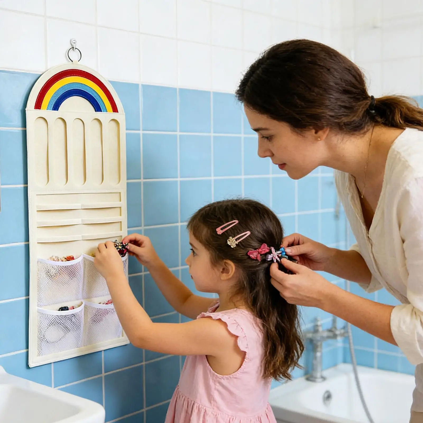 Hair Clip Organizer Wall Rainbow Bags Girls Bow Holder Room Decor For Daughters Kids Headband Jewelry Scrunchies Sunglasses