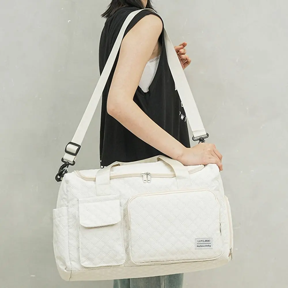 حقيبة أكسفورد المحمولة للسفر من القماش الخشن قابلة للطي وقوية حقيبة أمتعة السفر متعددة الوظائف بلون سادة حقيبة يد ذات سعة كبيرة للفتيات #1