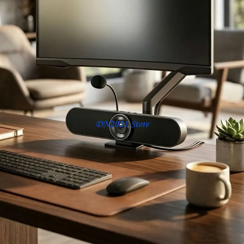 F3KE Desktop 2K Webcam With Built In Speaker and Mic, 2K Wiring Camera for Works From Home Calls, Online Learning, and Daily