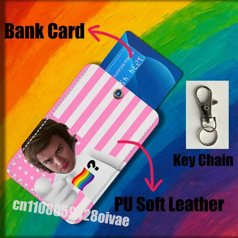Porta Badge Decorativo con Portachiavi J-Joe Keery, Attore Americano, per Carte d'Identità, Bancarie, Autobus e Pasti
