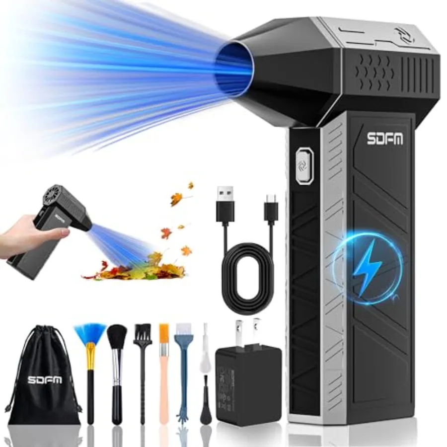 

Compressed Air Duster - Electric Air Duster with Built in Brushless Motor130 000RPM 3-Speed Adjustable Air Blower - Suitab