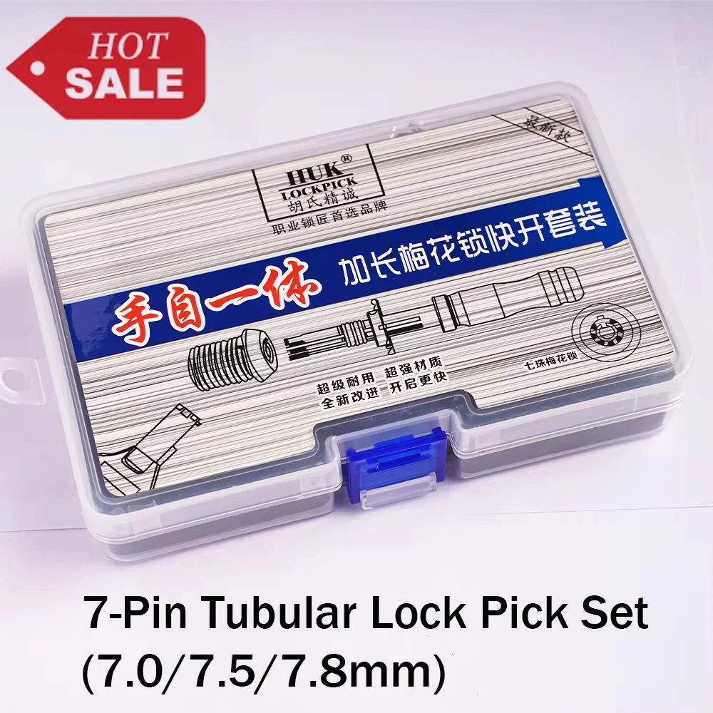 HUK Professional Set di preliepi di serrature tubolari a 7 pin (7,0/7,5/7,8 mm) - Strumenti estesi ad alta resistenza per distributori automatici e casseforti