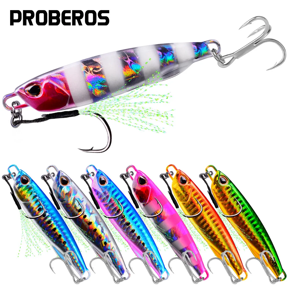 PROBEROS 1PC Metal Jigging Spoon 10g-15g-20g-30g-40g-50g-60g Shore Casting Jig Drag Cast Sea Bass Lure Artificial Hard Bait