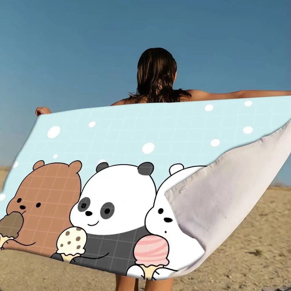 

Мультфильм W-We B-Bare B-Bears аниме пляжное полотенце для плавания мягкая впитывающая мочалка детские подарки для детей путешествия кемпинг тренажерный зал