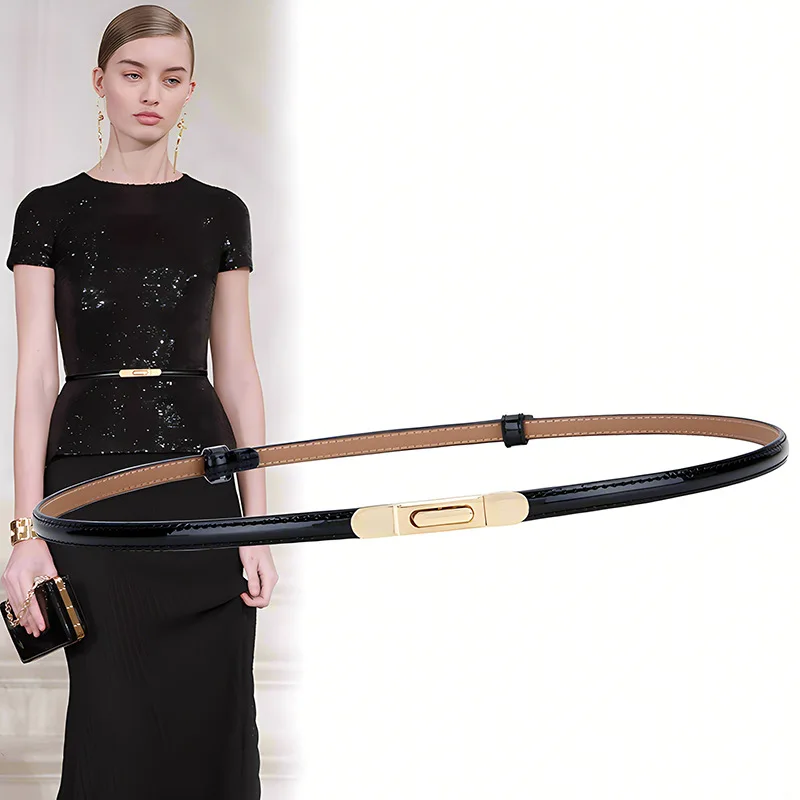 Stylish High-Quality Versatile Slim Leather Belt Korean-Style Minimalist Perfect with Dresses and Shirts Women’s Waist Chain