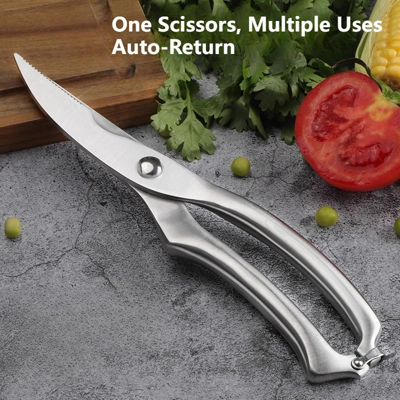 

Kitchen All-Steel Integrated Scissors Household Stainless Steel Heavy-Duty Chicken Bone Cutter Sharp Multi-Function Barbecue Sci