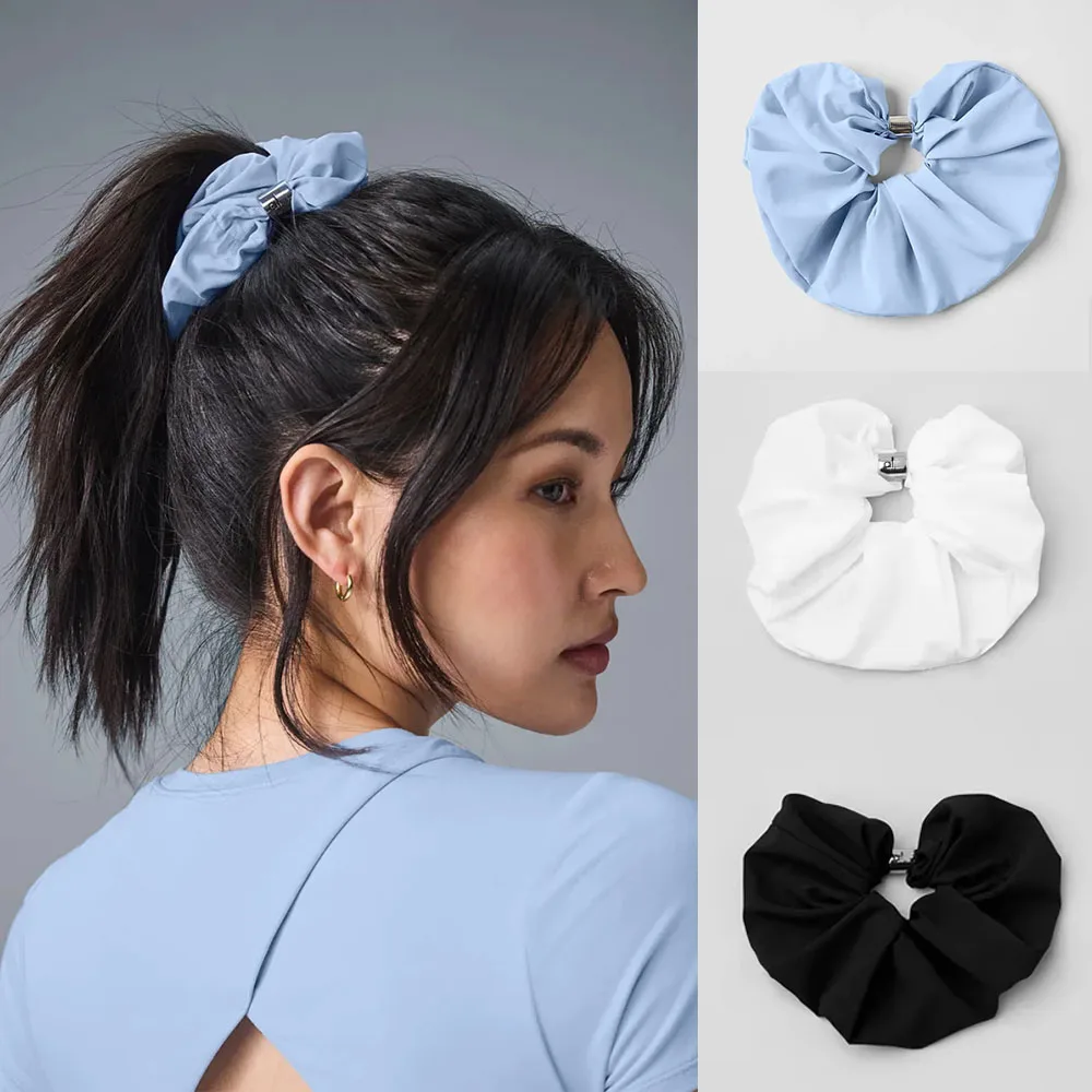 Yoga Bead It Oversized Scrunchie Exercise Blue Headband Elastic Ponytail Headband Gym Headband Women's Hair Accessories