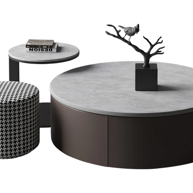 

Rock Slab Round Coffee Table For Home Use Small Apartment Various Sizes Nordic Marble Extendable TV Set Stand Quelques Furniture