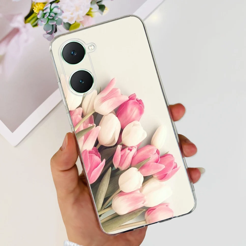 New For vivo Y03 V2332 Case Fashion Astronaut Luxury Flower Soft Silicone TPU Cover For VIVO Y 03 Y03 4G Shockproof Phone Case