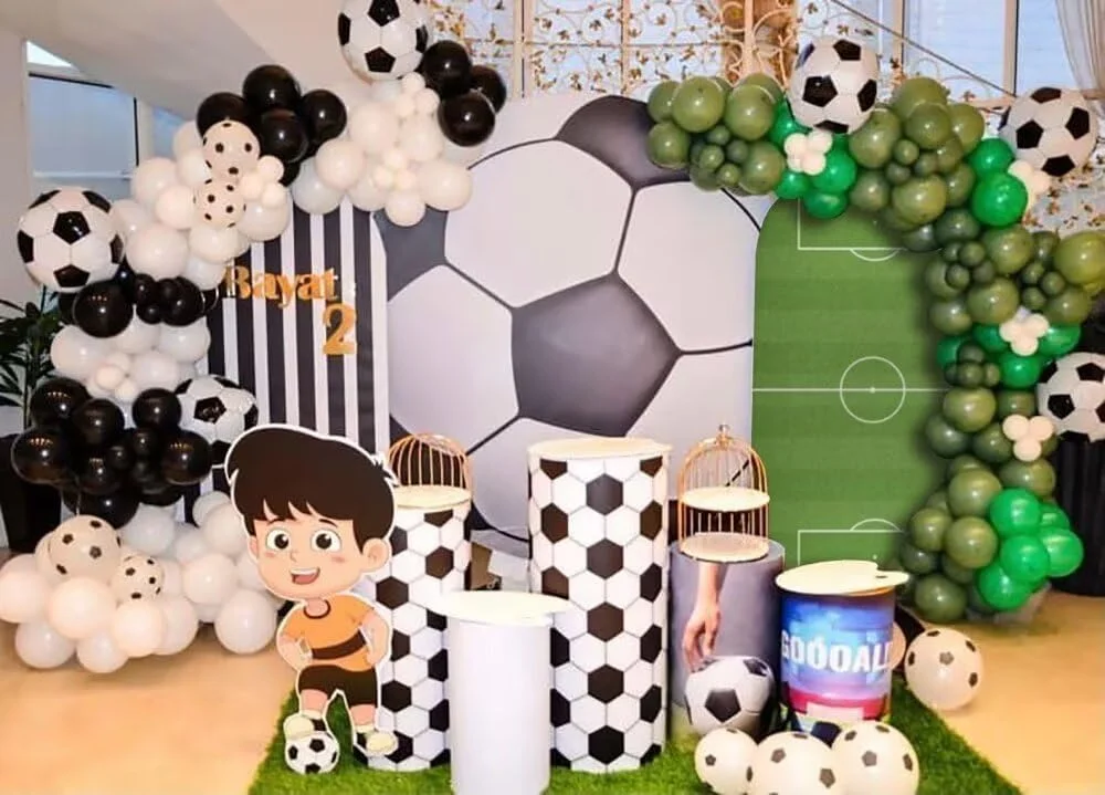 Sport Soccer Field Arched Stretchy Fabric Cover Football Theme Arch Stand Backdrop for Birthday Party Baby Shower Decorations