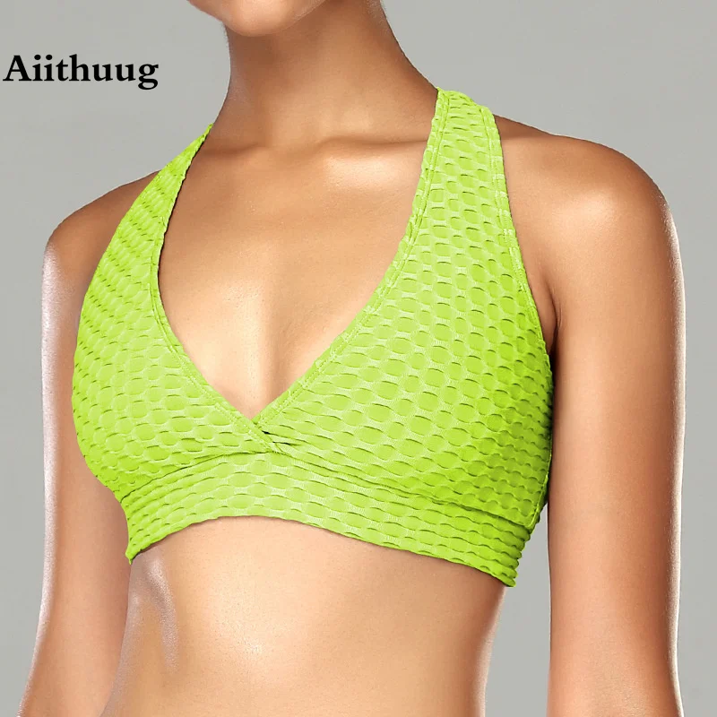 

Aiithuug Elastic Criss Cross Back Bra Dopamine Dressing Gym Bras Crops Running Sports Top Bras Quick Dry Yoga Bra Breathable