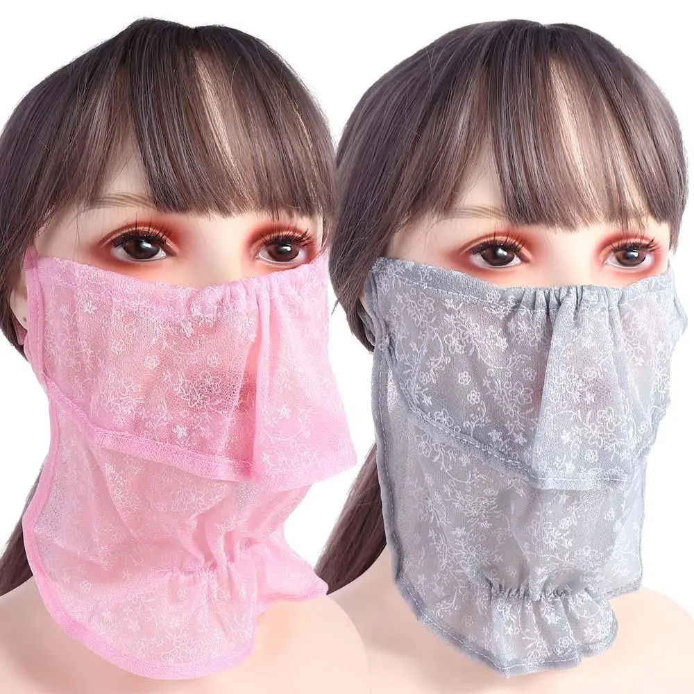 Summer Sun UV Protection Solid Color Outdoor Hiking Sports Sunscreen Face Scarves Face Cover Ice Silk Mask Neck Scarf