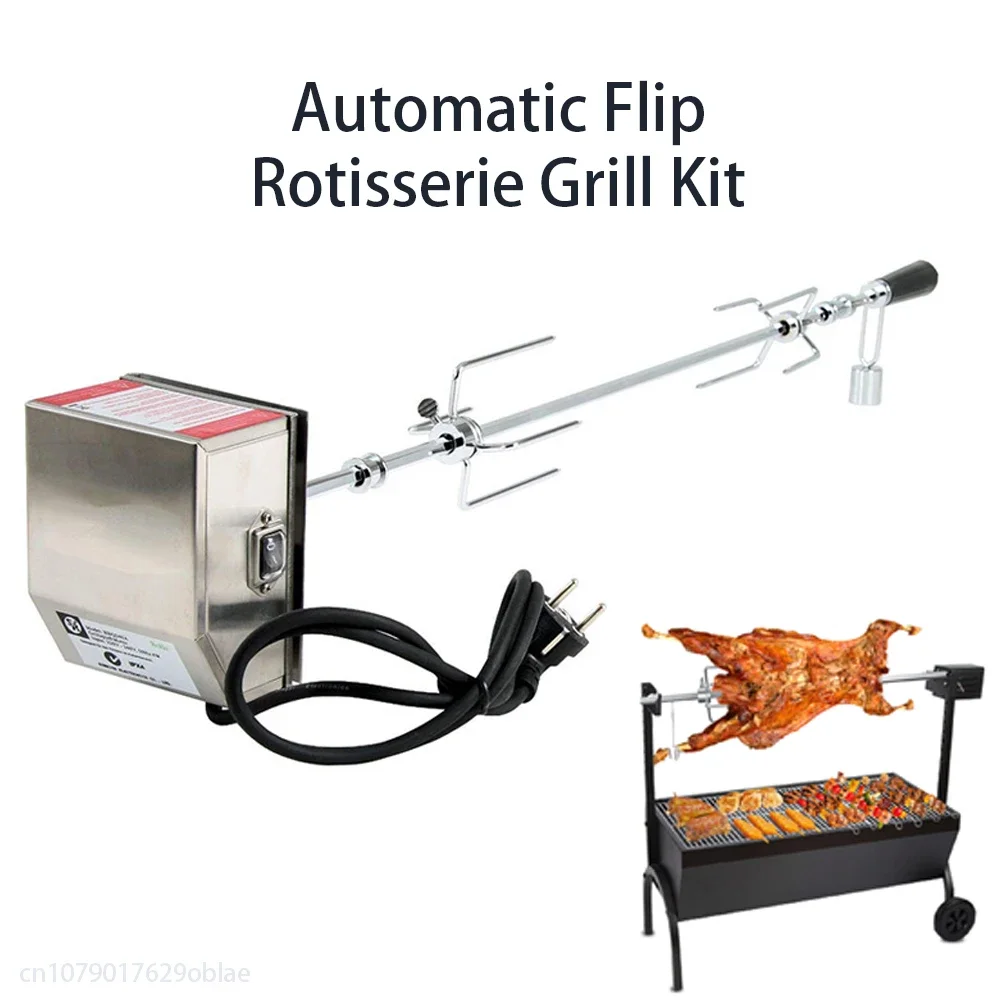 Rotisserie Grill Kit with 4W Electric Motor Automatic Rotating BBQ Bracket Stainless Steel Universal Heavy Duty Kit