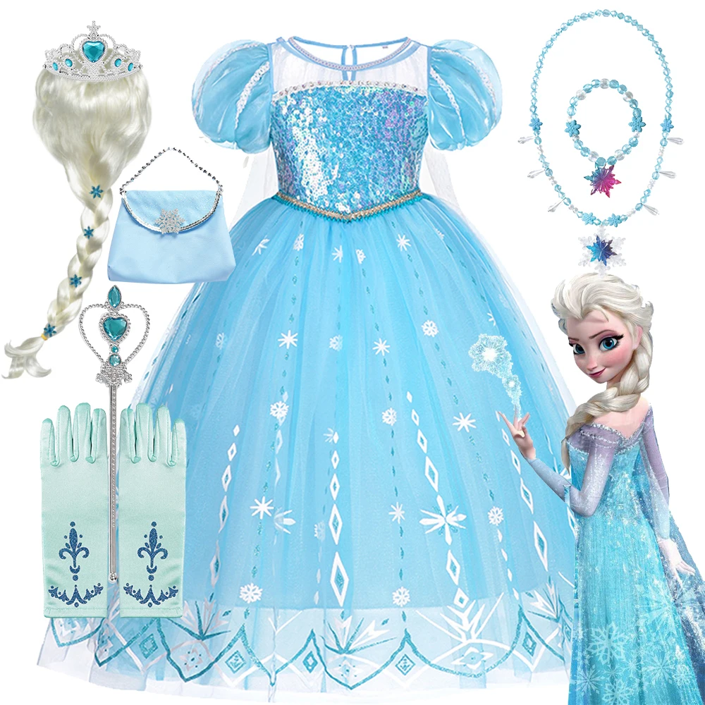 Girls Frozen Elsa Dress Snow Queen Anna Dress luxury Dresses Carnival Halloween Costume Girl Cosplay Costume Frozen Clothes 2-8T