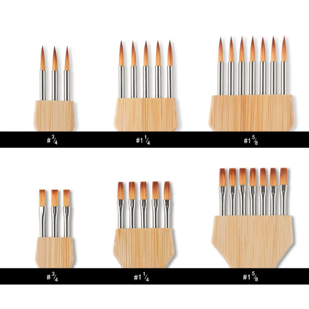Круглая/плоская щетка для рисования с несколькими зубьями, гибкая, хорошая Адсорбция пигмента, кисть для акварели, нейлоновая гладкая художественная кисть для рисования