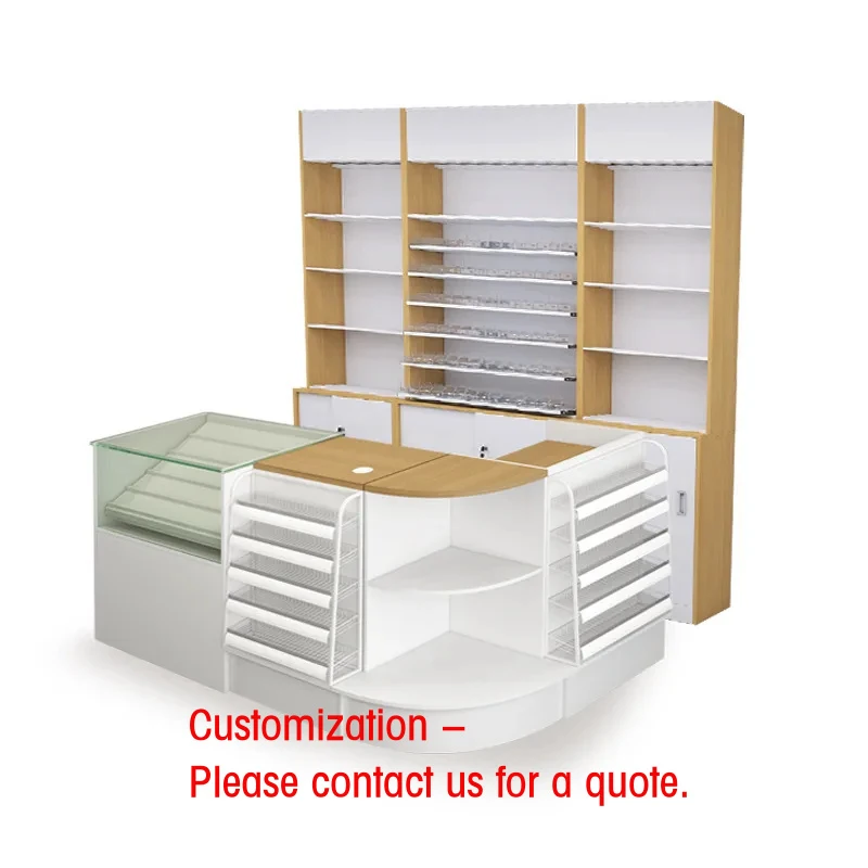 custom.Convenience Cashier Station with Shelf  Stone Top Retail Use