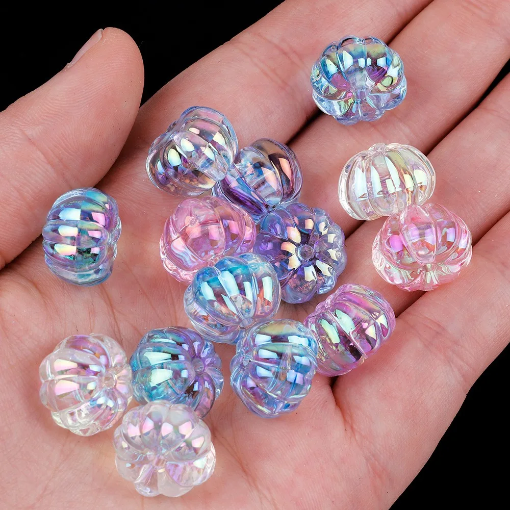 10Pcs DIY Handmade Transparent Beads Fashion 16mm Acrylic Beads Pumpkin Lantern Beads