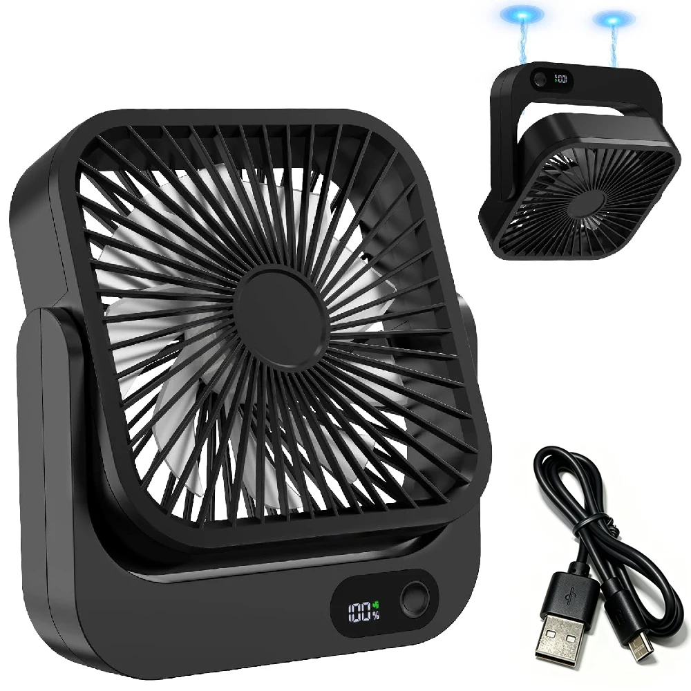 Cruise Ship Approved Magnetic Fan – Rechargeable & Plug-In, 5-Speed Adjustable, Quiet Operation, 5–12 Hour Battery Life