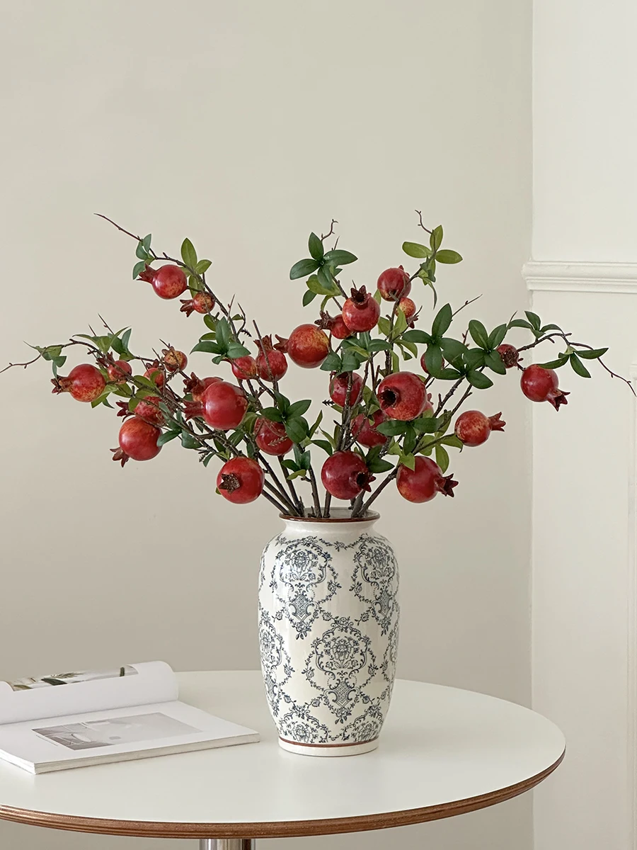 

New Chinese Sle Artificial Pomeanate Fruit Ornaments Eternal Flowers Living Room Decorative Flowers Moving in TV Cabinet ...