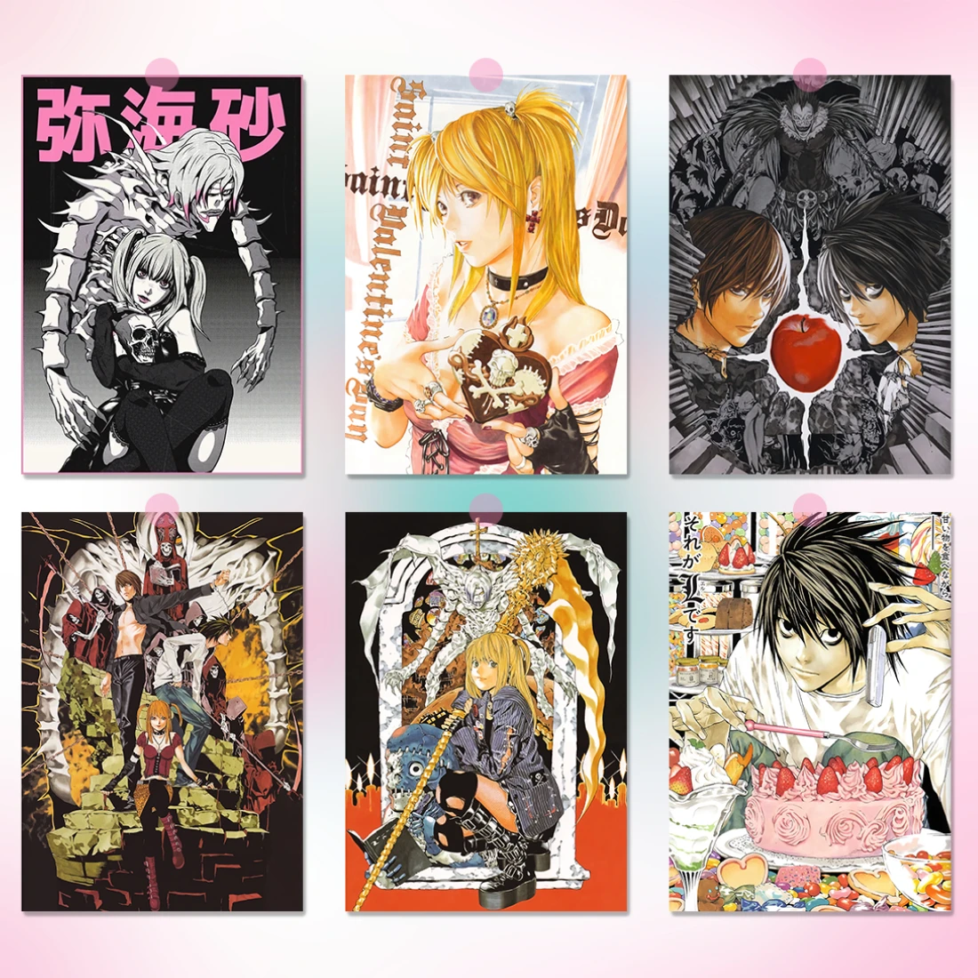 AZNM Death Note Leinwand-Wandkunst, Light Yagami L Lawliet Misa Amane Ryuk Anime-Poster, rahmenloser Leinwanddruck, japanisches Death Not