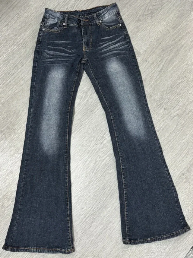 Japanese Harajuku Y2K Vintage Heans Chic Low Rise Denim Trumpet Flare Pants Bell-Bottom Retro Trousers Casual Fashion Spring