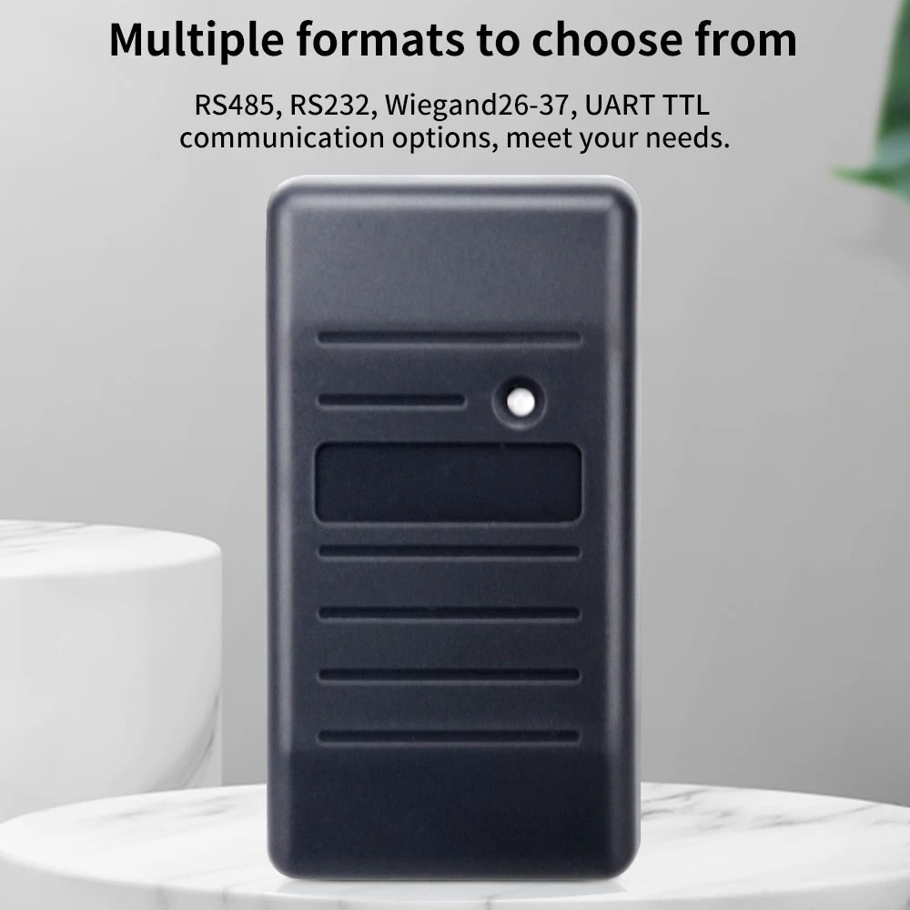 Mini 125KHz Proximity Access Reader : Waterproof Black Design, Self-Adaptive Wiegand 26 to 37 Protocol, for Apartments & Offices