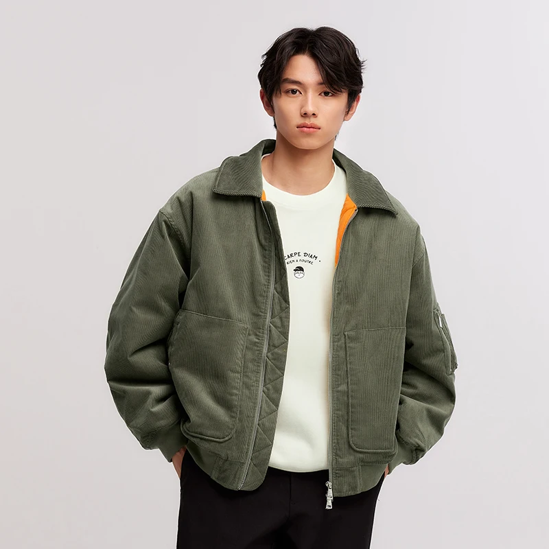 Semir Cotton Jacket Men Corduroy Texture 2024 Winter New Pilot Jacket Thick Oversize Cotton Jacket