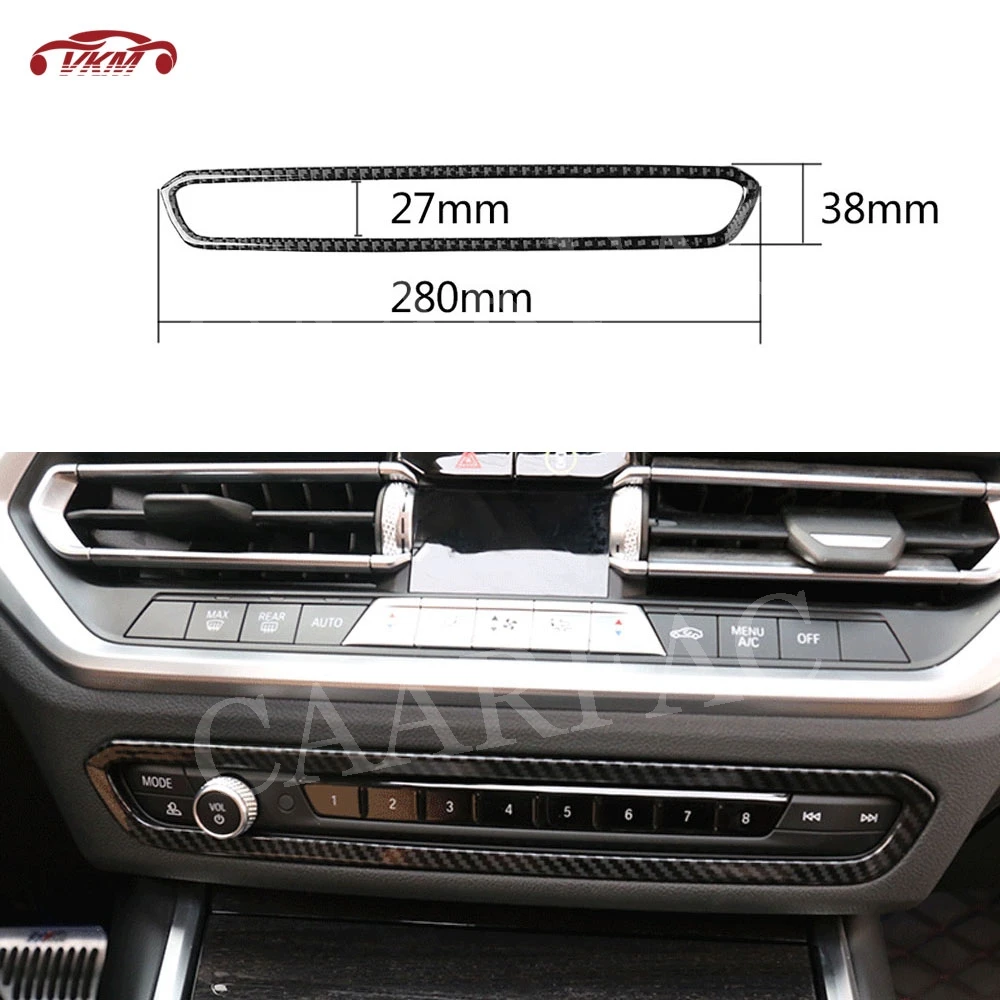 Carbon Fiber Audio Player CD Panel Buttons Trim Frame Cover Stickers For BMW G20 G28 2019 2020 Car Interior Accessories