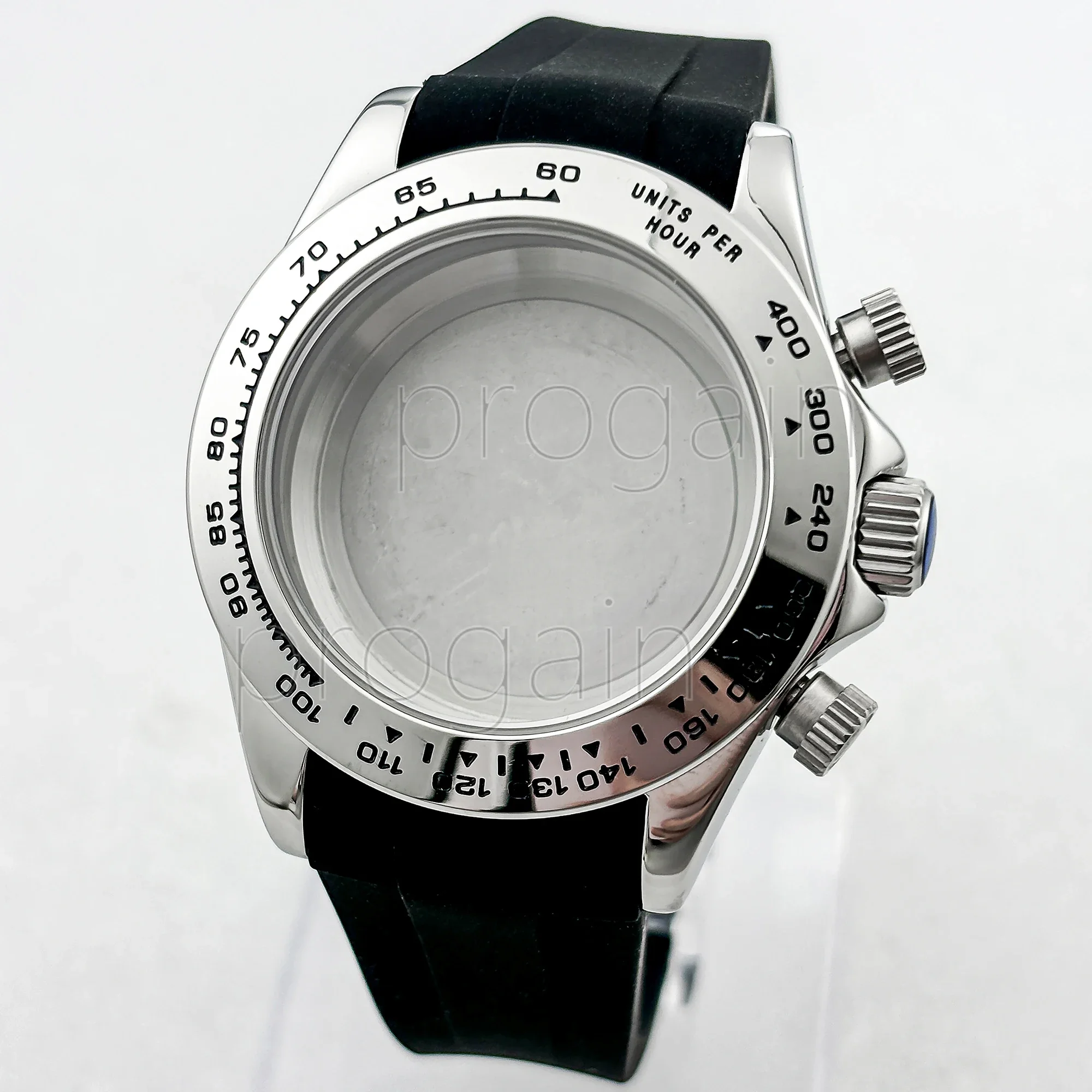 High Quality Chronograph Watchcase Rubber Strap Sapphire Glass fit VK63 automatic Movement Watch accessories Replacement parts