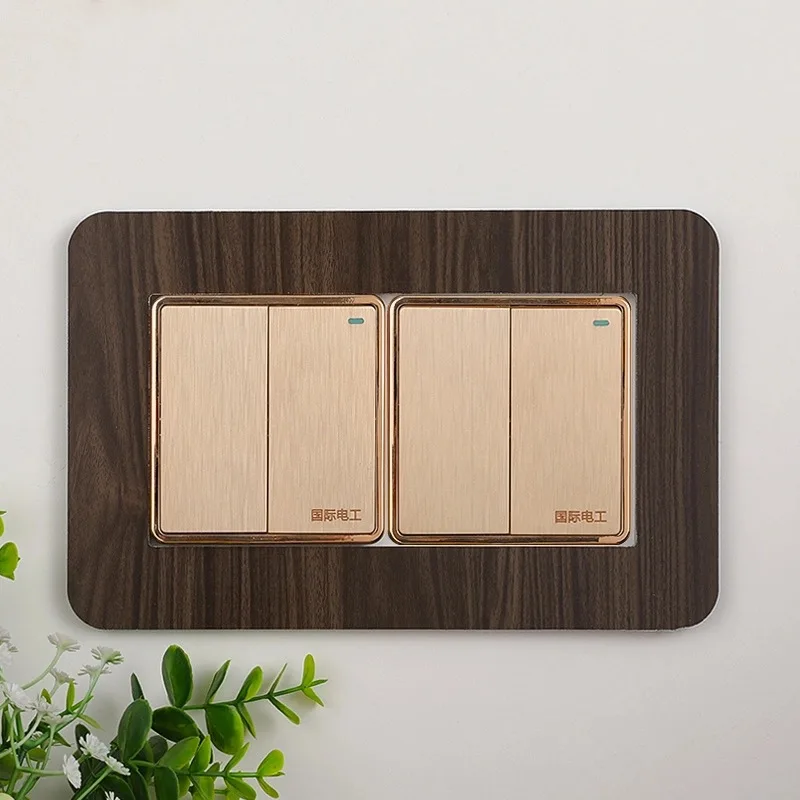 Switch Stickers Decor Wood grain Acrylic Switch Protective Cover Socket Frame Cover