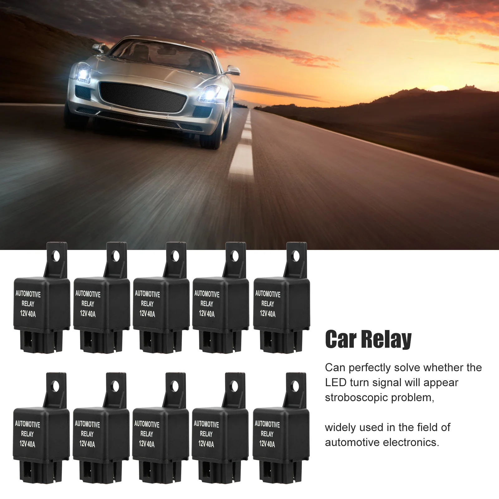 10Pcs DC12V 40A Automobile Car Air Conditioner Condensers Relay with 5 Cable Socket